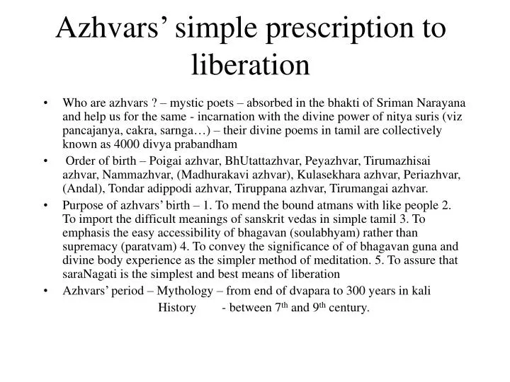 azhvars simple prescription to liberation