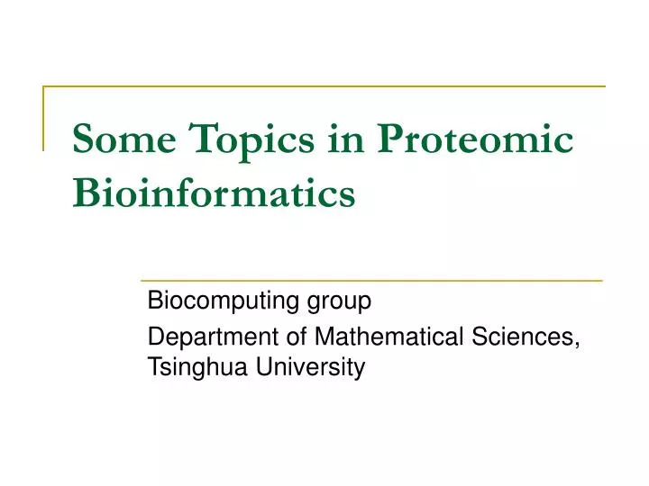 some topics in proteomic bioinformatics