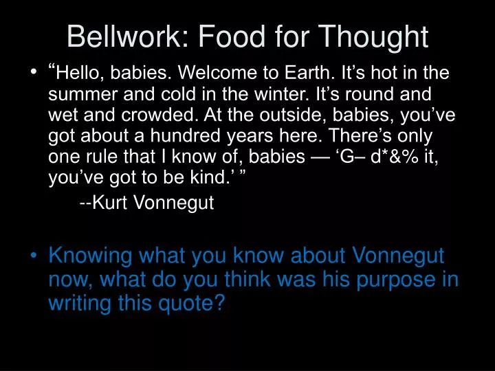bellwork food for thought