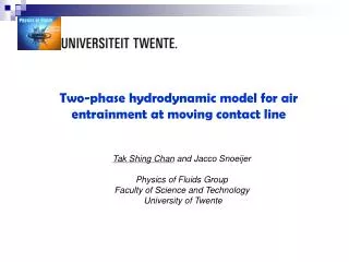 Two-phase hydrodynamic model for air entrainment at moving contact line