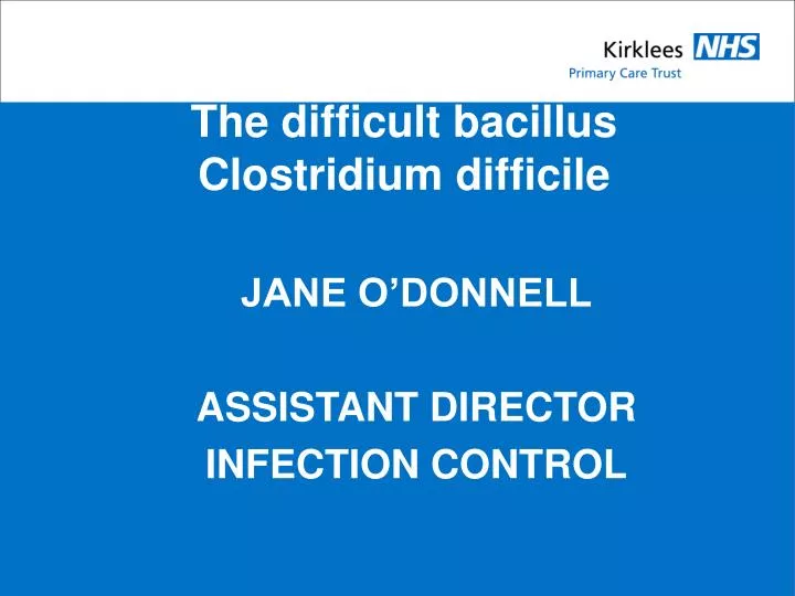 the difficult bacillus clostridium difficile