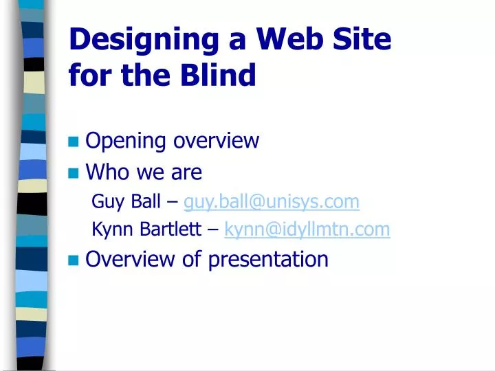 designing a web site for the blind