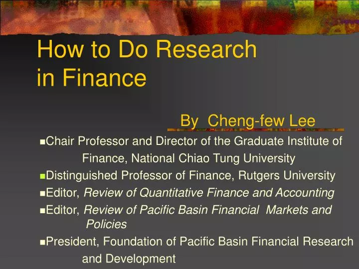 how to do research in finance by cheng few lee