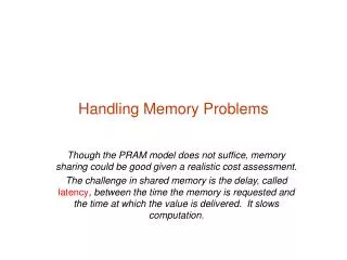 Handling Memory Problems