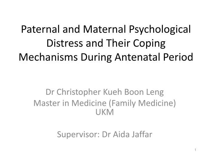 paternal and maternal psychological distress and their coping mechanisms during antenatal period