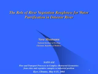 The Role of River Vegetation Roughness for Water Purrification in Dniester River