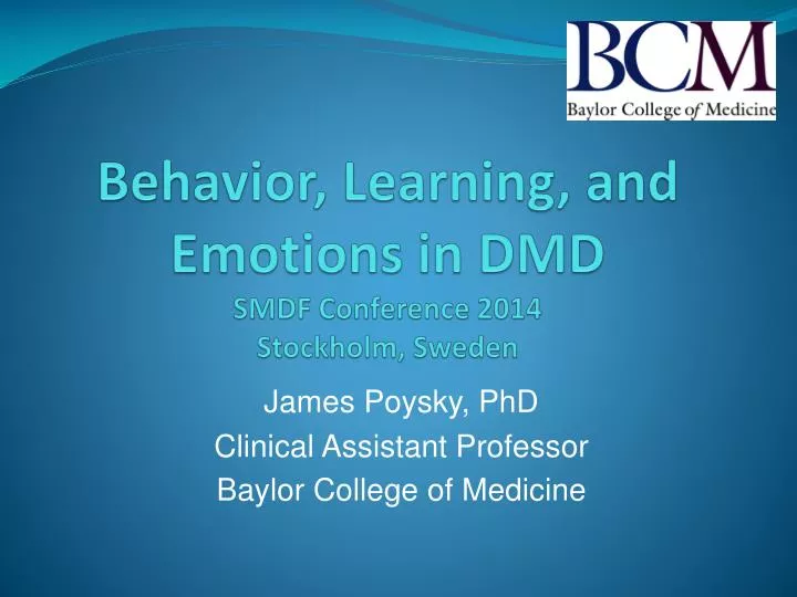 behavior learning and emotions in dmd smdf conference 2014 stockholm sweden