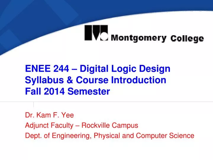 enee 244 digital logic design syllabus course introduction fall 2014 semester