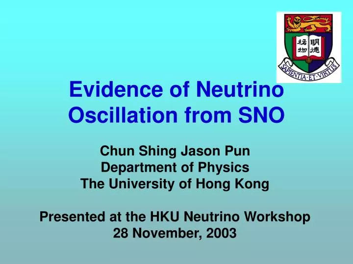 evidence of neutrino oscillation from sno