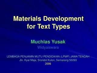 materials development for text types