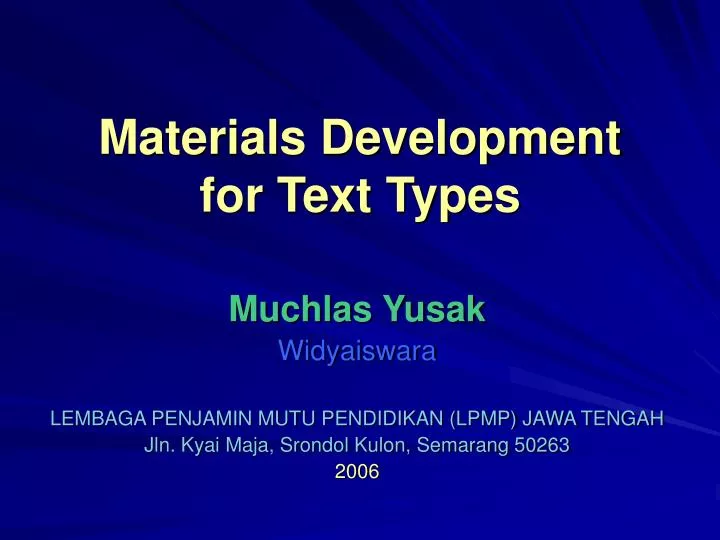 materials development for text types