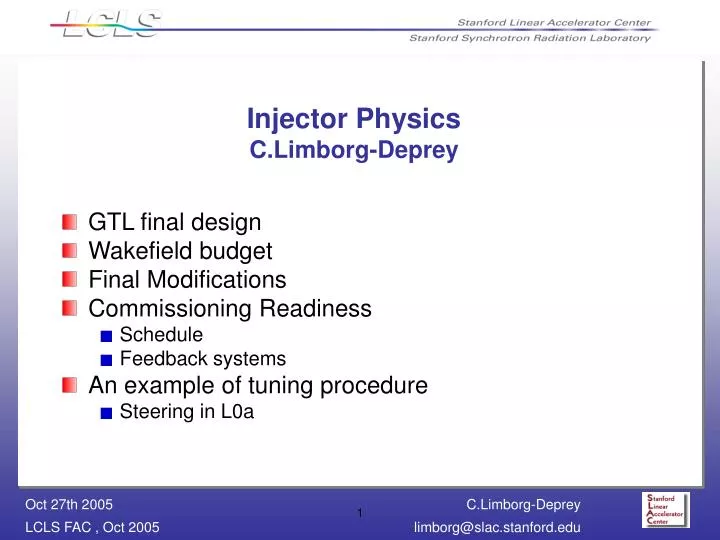 injector physics c limborg deprey