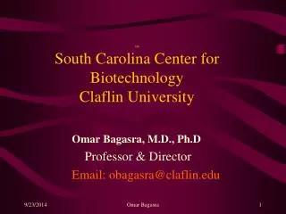 786 South Carolina Center for Biotechnology Claflin University