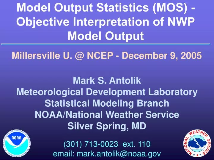 model output statistics mos objective interpretation of nwp model output