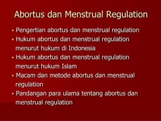 abortus dan menstrual regulation
