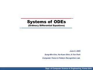 Systems of ODEs (Ordinary Differential Equations)