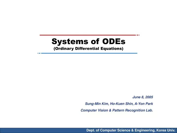 systems of odes ordinary differential equations
