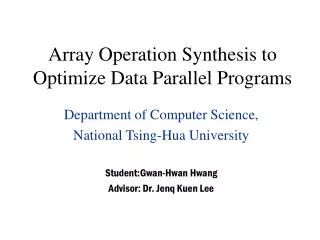 Array Operation Synthesis to Optimize Data Parallel Programs