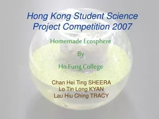 Hong Kong Student Science Project Competition 2007