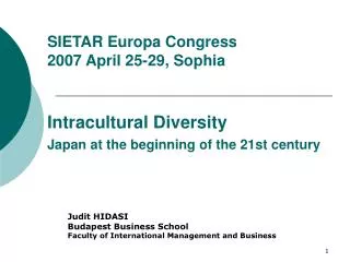 Judit HIDASI Budapest Business School Faculty of International Management and Business