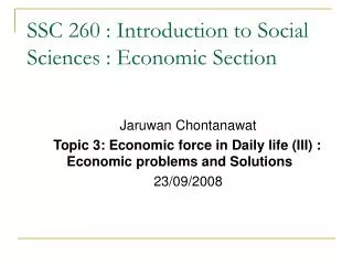 SSC 260 : Introduction to Social Sciences : Economic Section