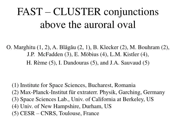fast cluster conjunctions above the auroral oval