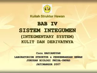 bab iv sistem integumen integmentary system kulit dan derivatnya