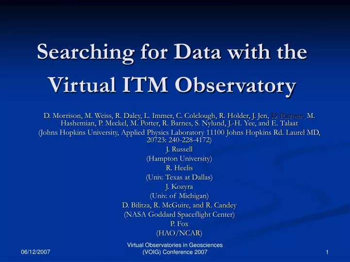 searching for data with the virtual itm observatory