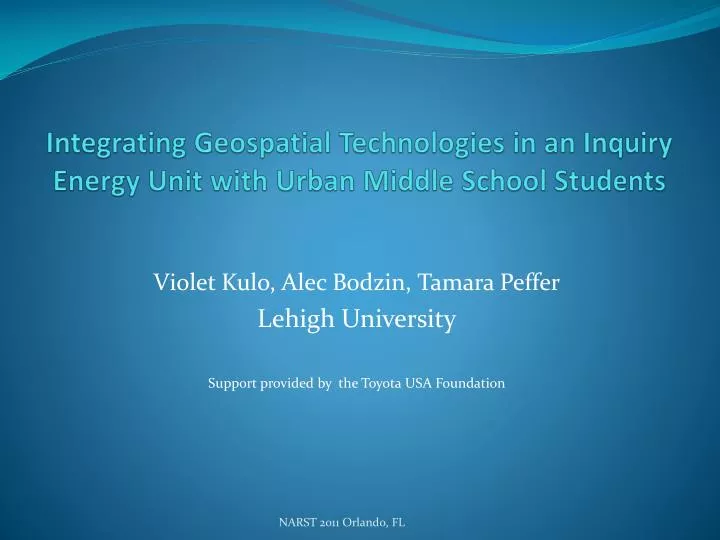 integrating geospatial technologies in an inquiry energy unit with urban middle school students