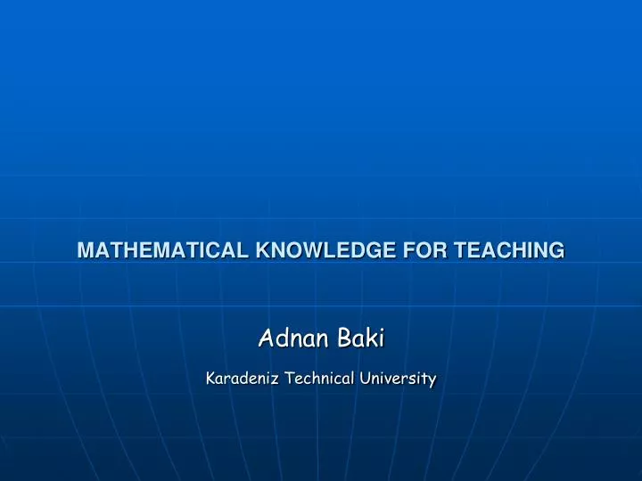 mathematical knowledge for teaching