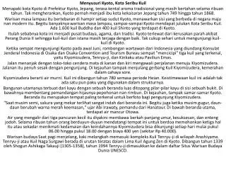 Menyusuri Kyoto, Kota Seribu Kuil