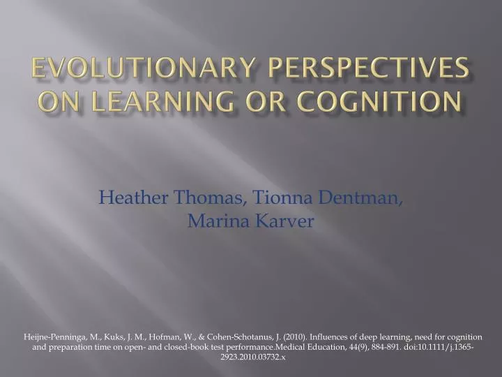 evolutionary perspectives on learning or cognition
