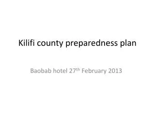 Kilifi county preparedness plan
