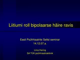 liitiumi roll bipolaarse h ire ravis