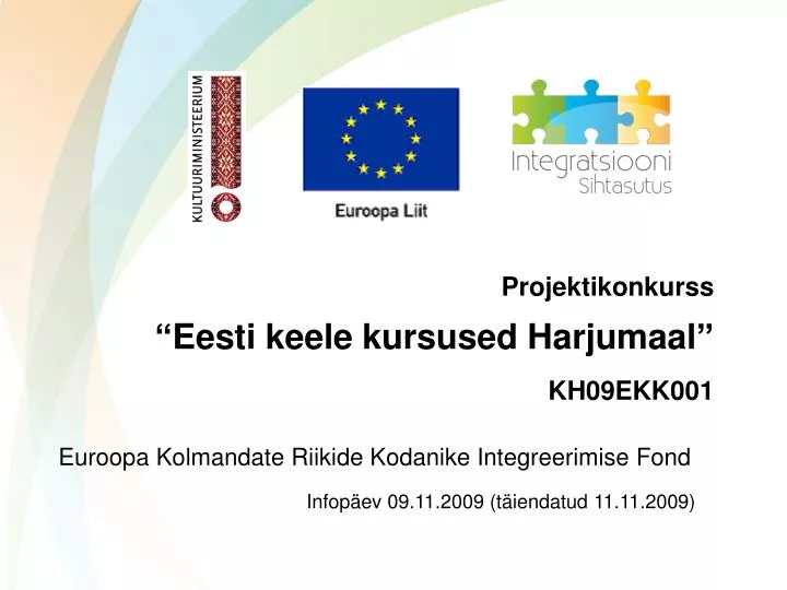 projektikonkurss eesti keele kursused harjumaal kh09ekk001