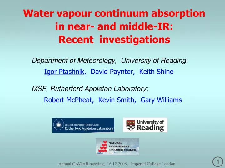 water vapour continuum absorption in near and middle ir recent investigations