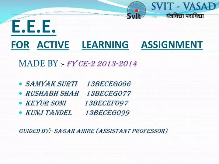 e e e for active learning assignment