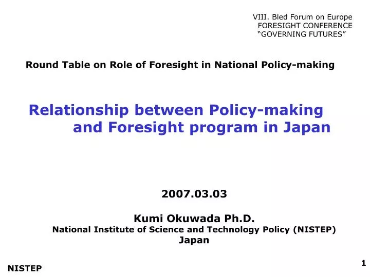 relationship between policy making and foresight program in japan