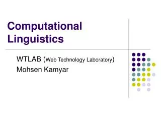 Computational Linguistics