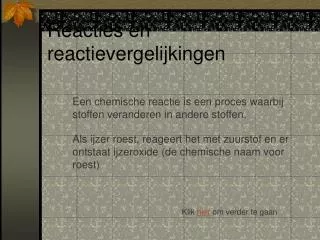 reacties en reactievergelijkingen