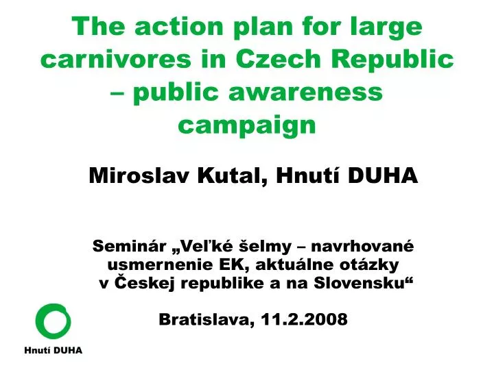 the action plan for large carnivores in czech republic public awareness campaign