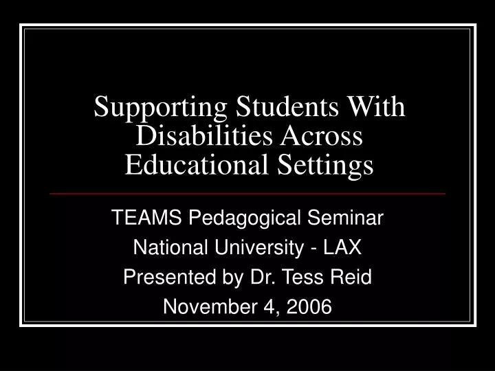supporting students with disabilities across educational settings