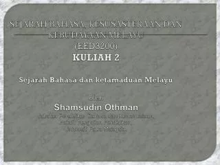 Sejarah Ringkas Bahasa Melayu
