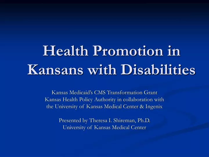 health promotion in kansans with disabilities