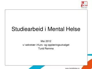 studiearbeid i mental helse