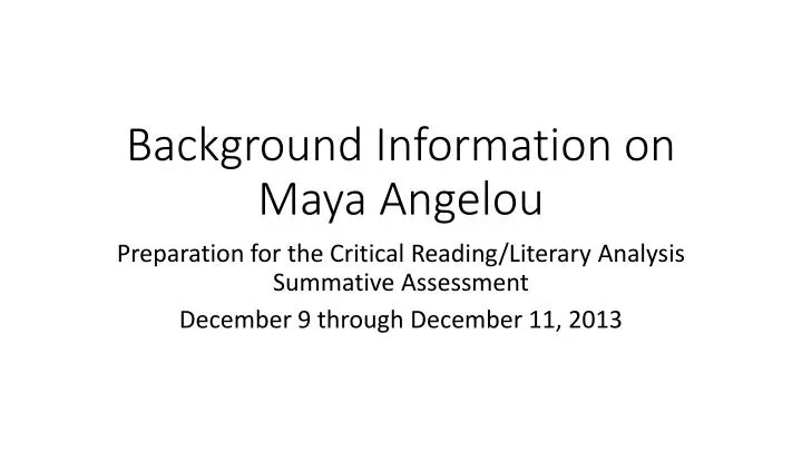 background information on maya a ngelou