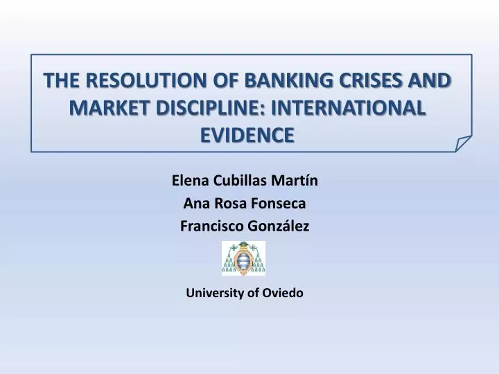 the resolution of banking crises and market discipline international evidence