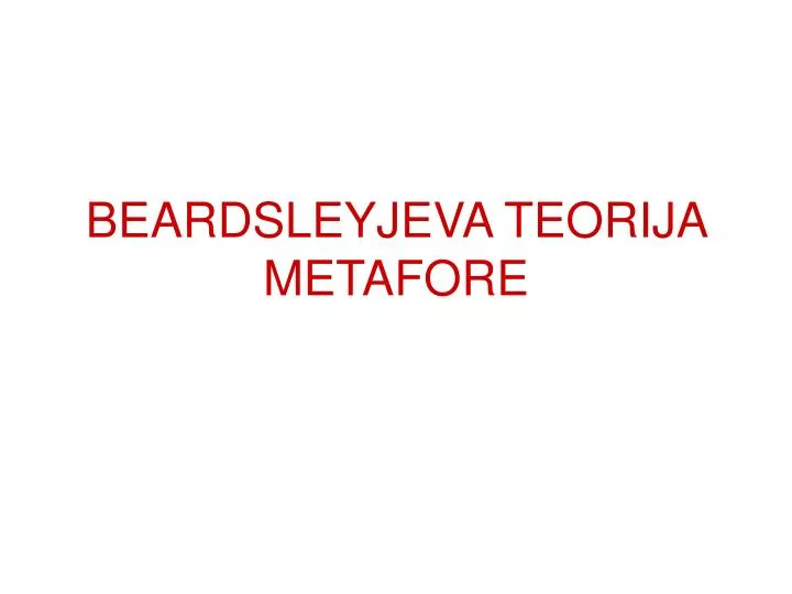beardsleyjeva teorija metafore