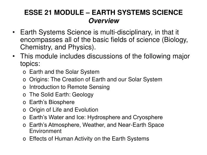esse 21 module earth systems science overview