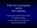 Public Key Cryptography and the RSA Algorithm - slide 1